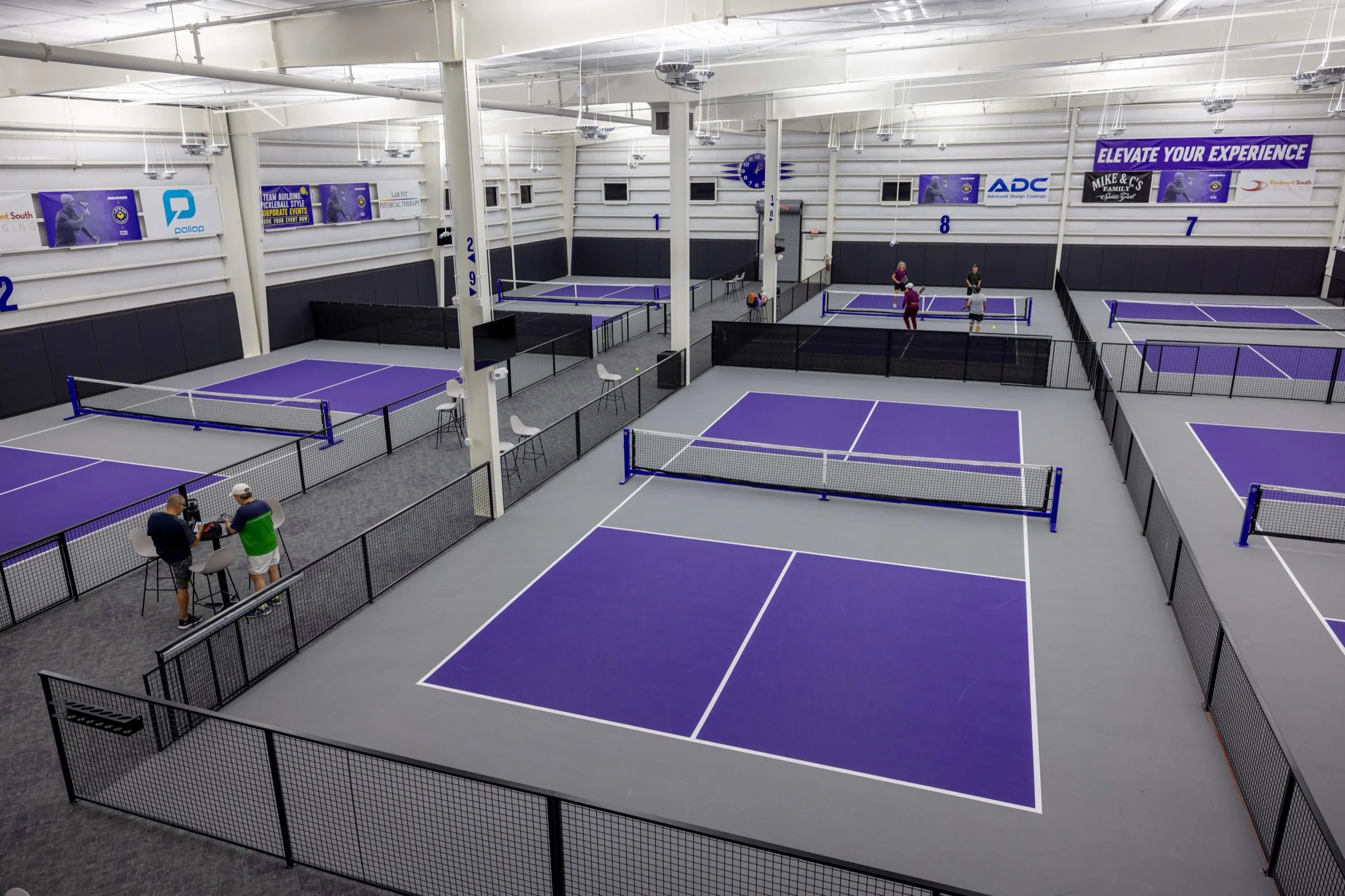 Freshly coated pickleball and tennis courts